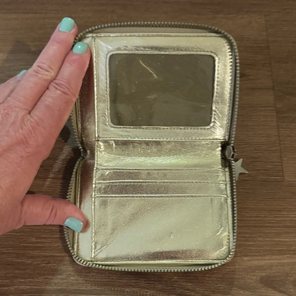 Michael Stars Shimmery Gold Zip Card Wallet